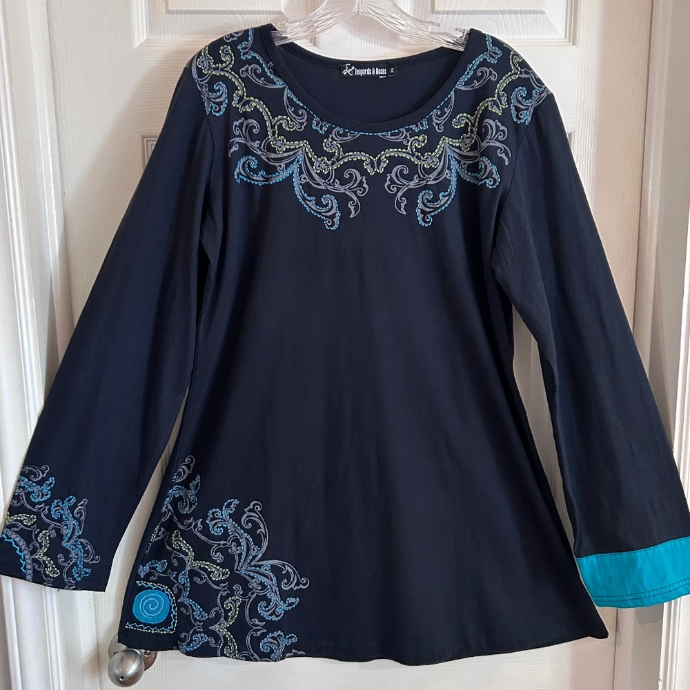 Leopards & Roses Swing Top, 2X, NWOT